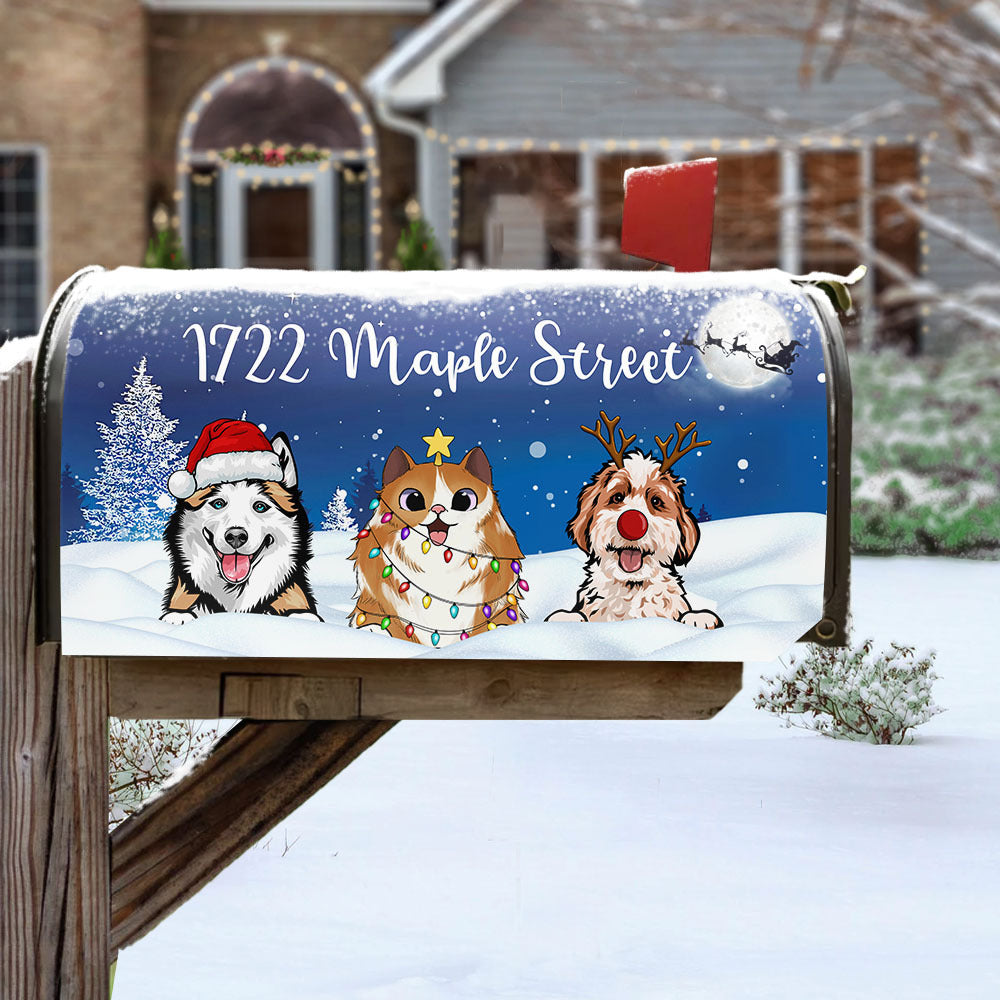 The Night Sky Of Christmas Dog Cat Mailbox Cover, Winter Mailbox AF