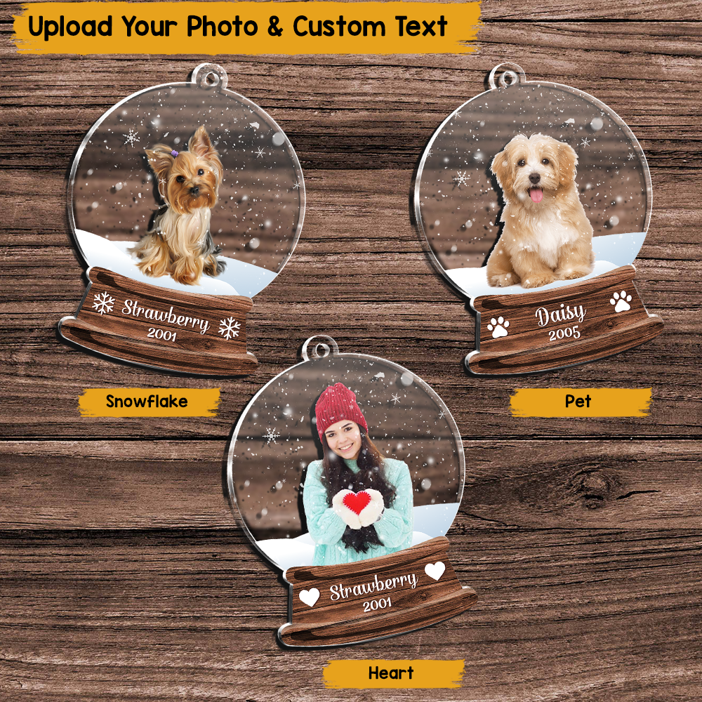 Custom Photo Snowball Pet & Family Printed Acrylic Ornament, Gift For Dog Lovers, Christmas Gift AE