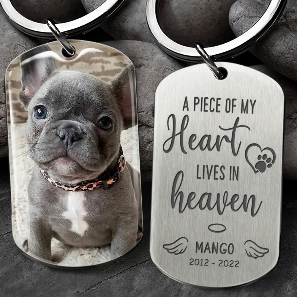A Piece Of My Heart Memorial Photo Metal Keychain, Pet Loss Gift AA