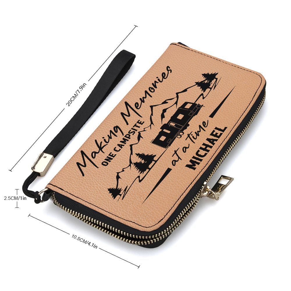 Personalized Camping Campsite Leather Wallet, Gift For Camping Lovers JonxiFon