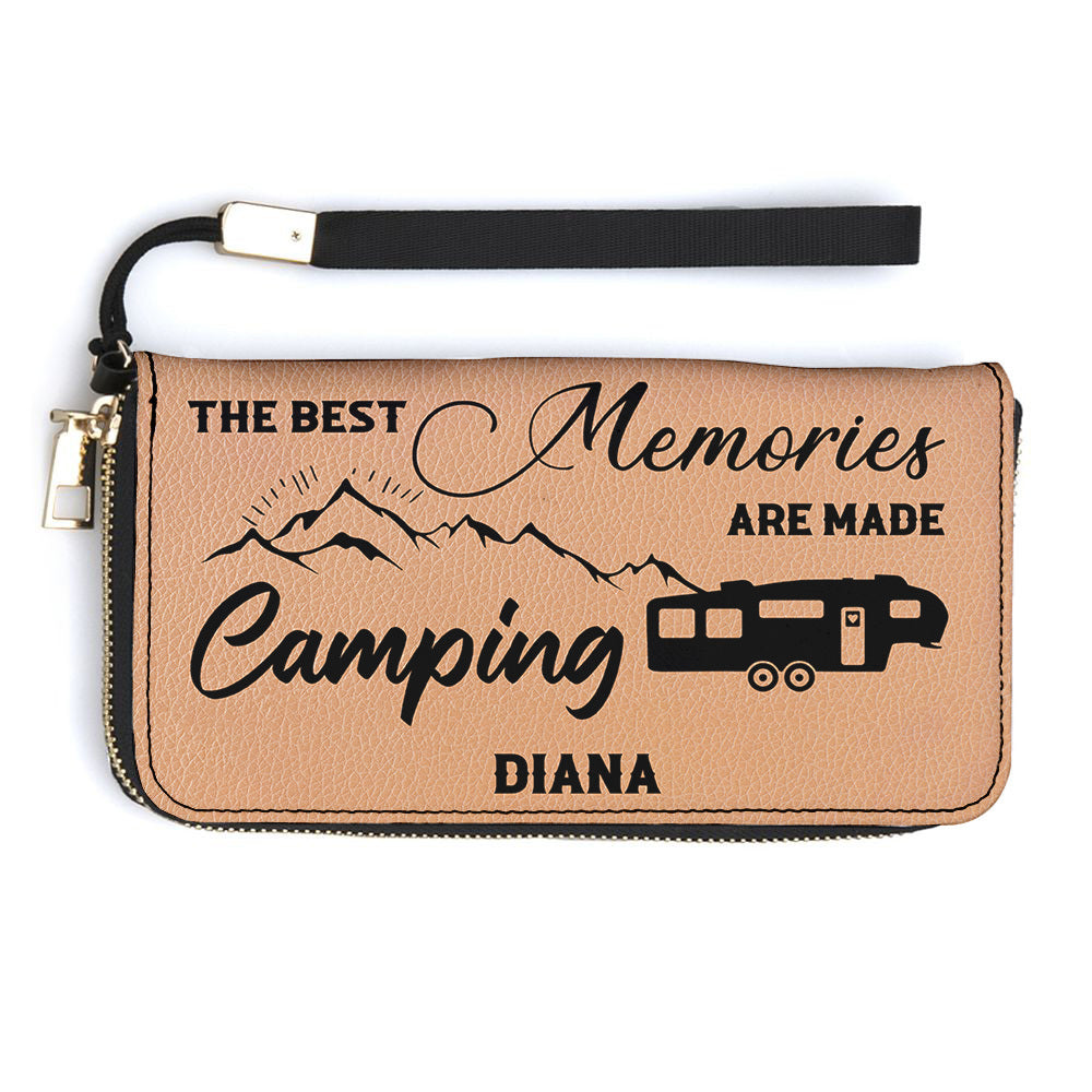 Personalized Camping Campsite Leather Wallet, Gift For Camping Lovers JonxiFon