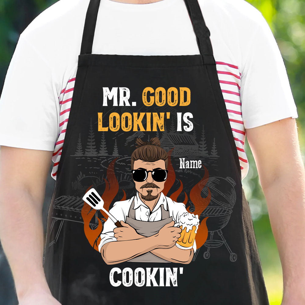 Mr. Good Lookin' Is Cookin' Dad Apron, Gift For Dad AI