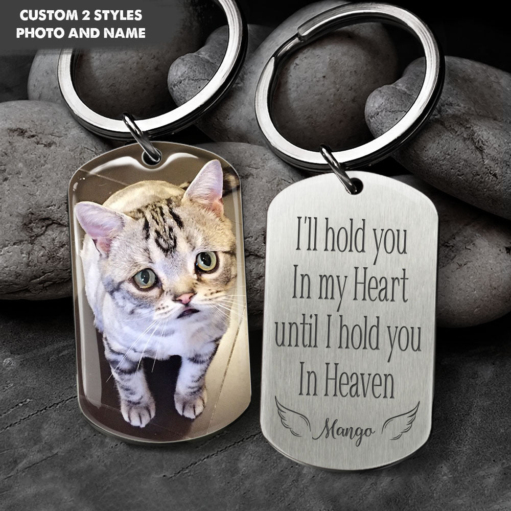 I'll Hold You In My Heart Pet Memorial Metal Keychain, Pet Loss Gift AA