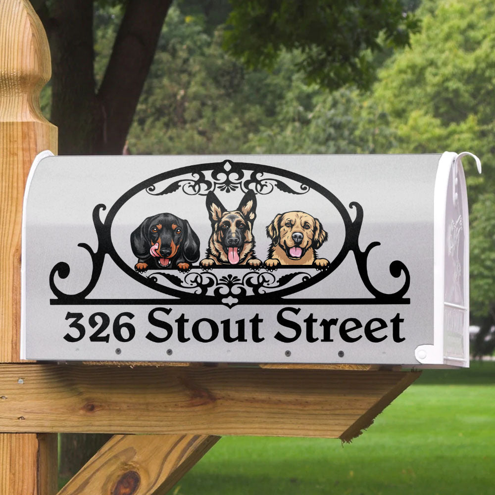 Custom Home Address With Your Lovely Dogs Magnetic Mailbox Cover, Pet Lover Gift AF