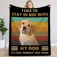 Thumbnail for I Like To Stay In Bed With My Dog Photo Blanket, Dog Lover Gift AB