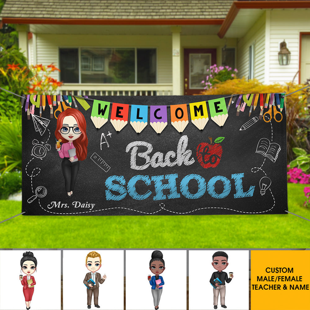 Welcome Back To School Teacher Banner, Classroom Decor AJ
