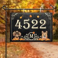Thumbnail for Dog Fall Address Sign, Custom House Number, Dog Lover Gift AA