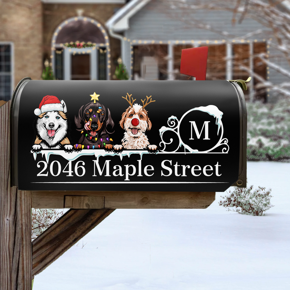 Personalized Mailbox Cover - Christmas Gift For Pet Lover - Address With Dog Cat AF