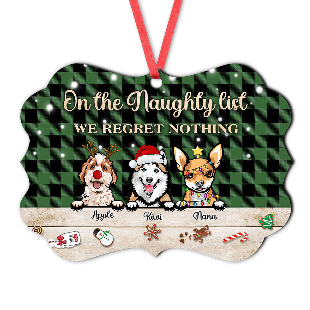 Personalized On The Naughty List We Regret Nothing Dog Christmas Benelux Ornament AE