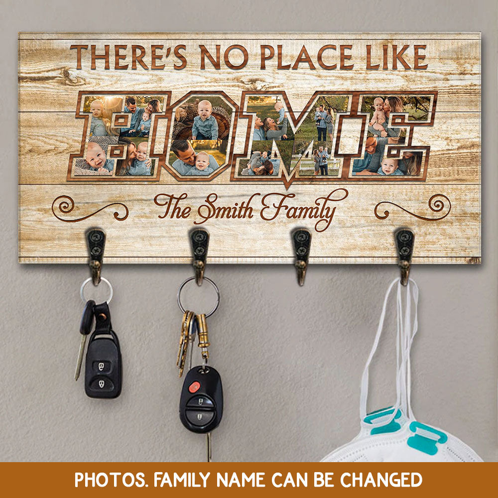 There's No Place Like Home Personalized Photo Key Hanger, Key Holder AA