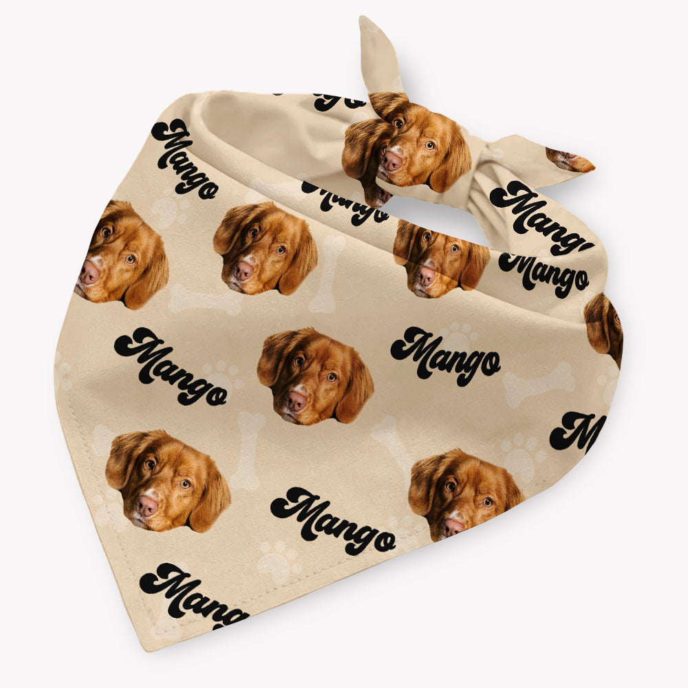 Custom Dog Face Dog Bandana, Photo Pet Scarf AI