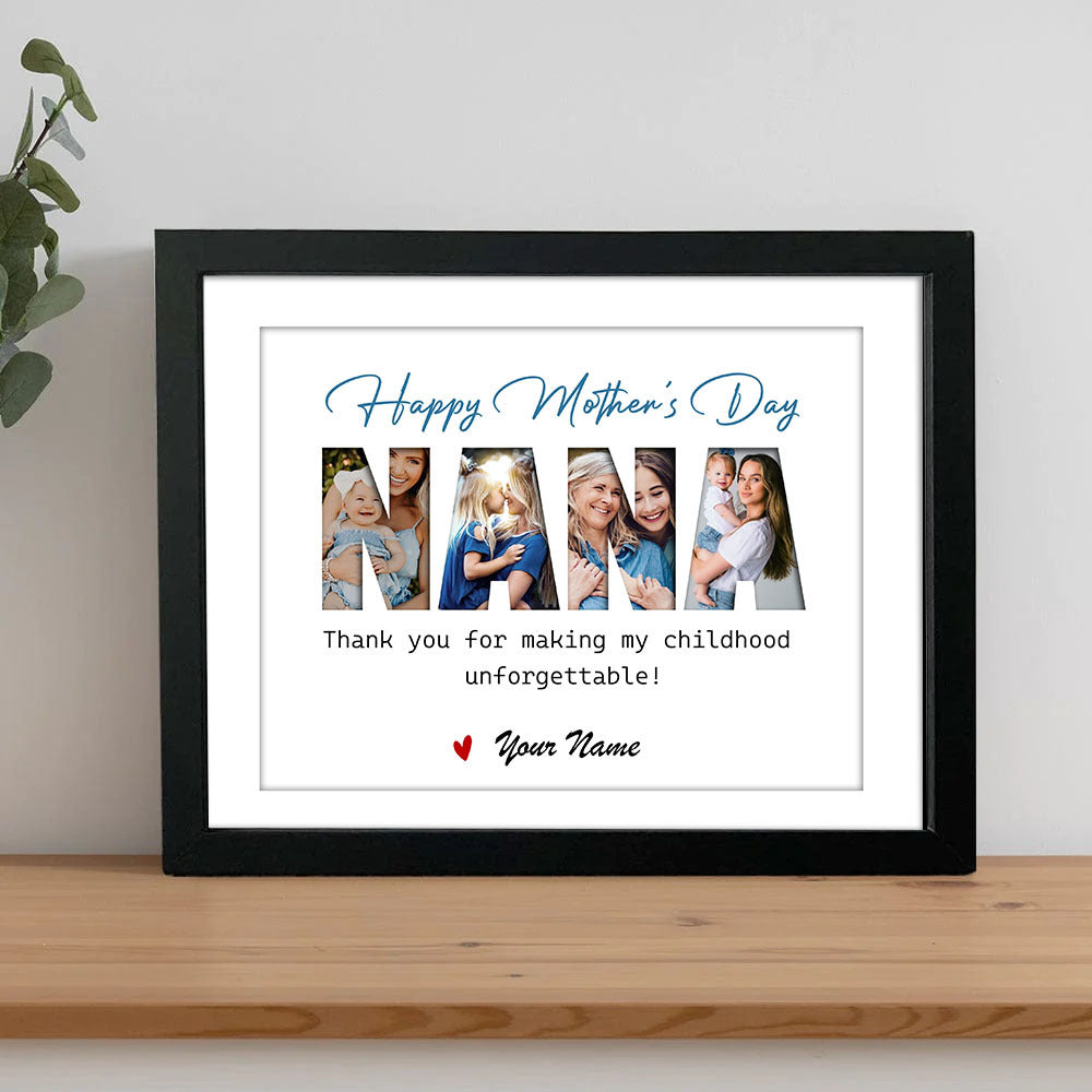 Custom Happy Mother's Day Grandma Photo Collage Picture Frame, Gift For Mom/Grandma AA