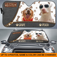 Thumbnail for Upload Pet Photo Leather Pattern Car Sunshade, Gift For Dog & Cat Lovers AI