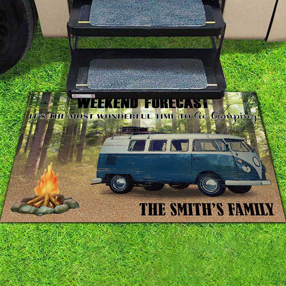 Weekend Forecast It's The Most Wonderful Time To Go Camping-Personalized Doormat AB