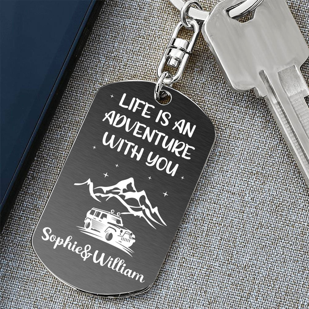 Life Is An Adventure With You Upload Photo- Personalized Couple Keychain AA