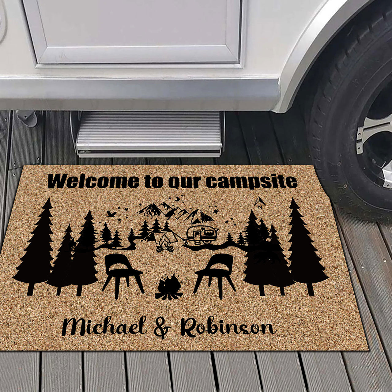 Welcome to our Campsite Personalized Doormat AB