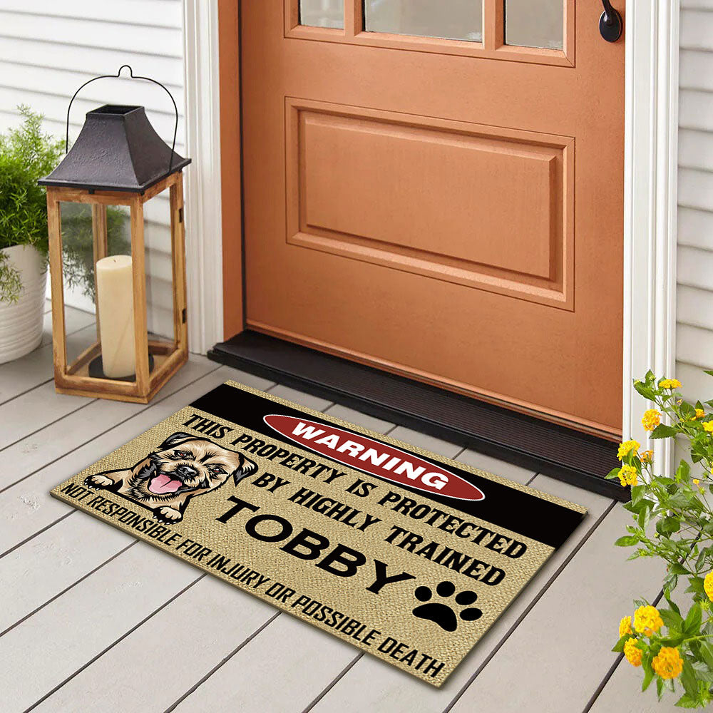 This Property Is Protected By Highly Trained Dog - Funny Dog Doormat AB