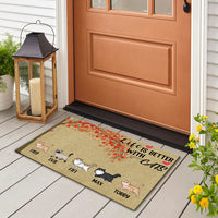 Thumbnail for Life Is Better With Cats Falling Leaves - Personalized Cat Doormat AB