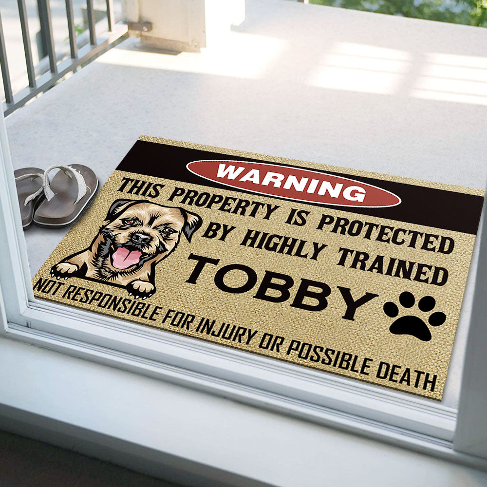 This Property Is Protected By Highly Trained Dog - Funny Dog Doormat AB
