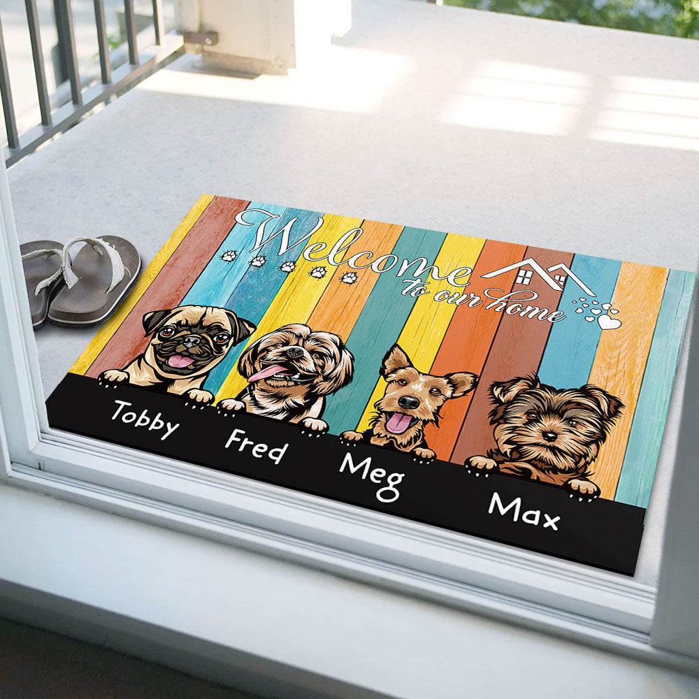 Welcome To Our Home - Personalized Cat Copper Color Doormat AB