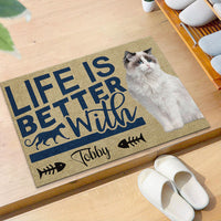 Thumbnail for Life Is Better With Cats Upload Photo Doormat, Gifts For Cat Lovers AB