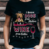 Thumbnail for Rescue Dogs & Wines Custom Tshirt, Gift For Dog Lovers CustomCat