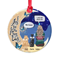 Thumbnail for I Love You To The Moon And Back  Christmas Ceramic Ornament  - Dog, Cat Memorial Gift AE