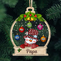 Thumbnail for Personalized Snowman Grandpa Grandkids Christmas Balls Printed Acrylic Ornament, Customized Holiday Gift For Grandpa, Uncle, Papa AE