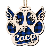 Thumbnail for Personalized Jingle Paws Shaped 2 Layered Wood Ornament, Dog Lover Gifts AE