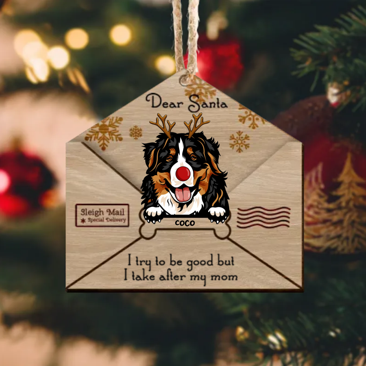 Letter To Santa I Tried To Be Good But I Take After My Mom 2 Layered Wood Christmas Ornament, Dog Lover Gifts AE