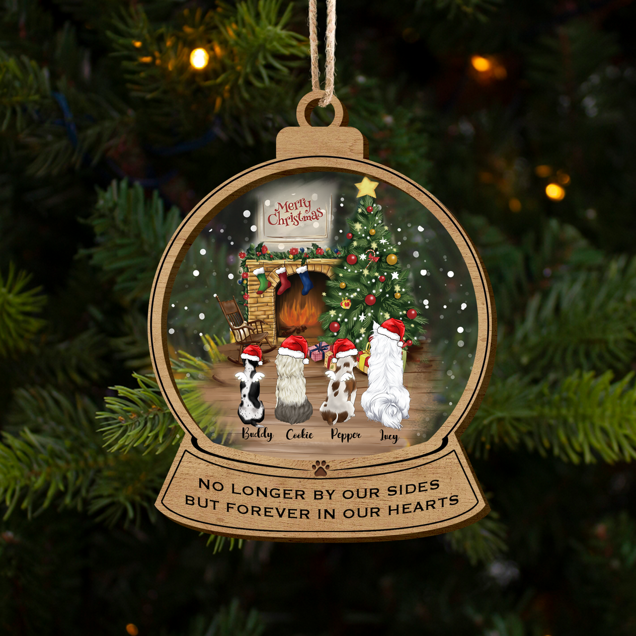 Personalized Fluffy Dog&Cat  Memorial Printed Acrylic Ornament, Holiday Gift For Dog Lovers AE