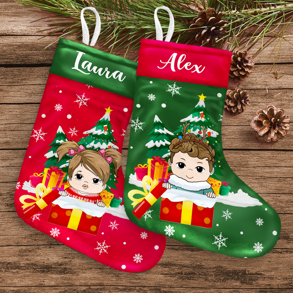 Personalised Christmas Tree Stocking Gift for Kids, Dogs, Cats AB