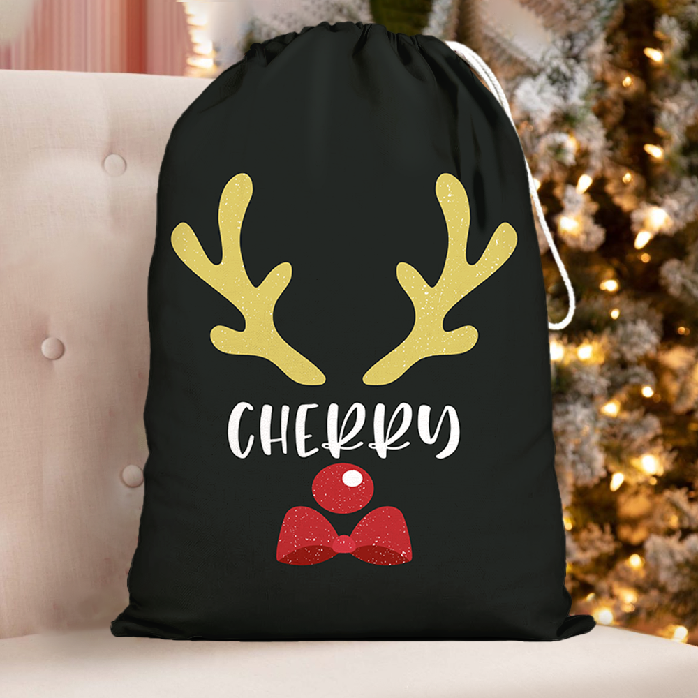 Custom Reindeer With Name Family Christmas Bag, Christmas Gift AB