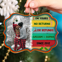 Thumbnail for Personalized Couple Photo I'm yours No returns Or Refunds Benelux Shaped Wood Christmas Ornament AE