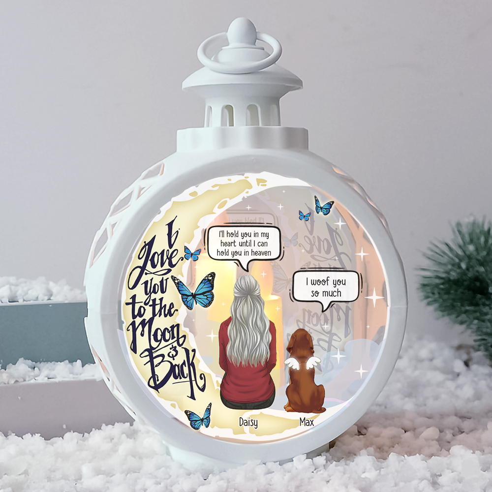Personalized I Love You To The Moon And Back Pet Memorial LED Light Ornament, Sympathy Gift For Dog Mom AE